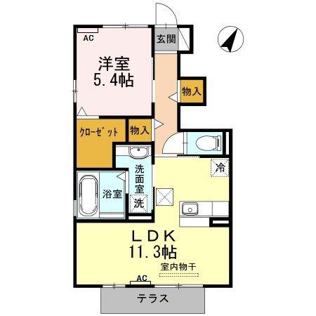 HIBARI(1LDK/1階)の間取り写真