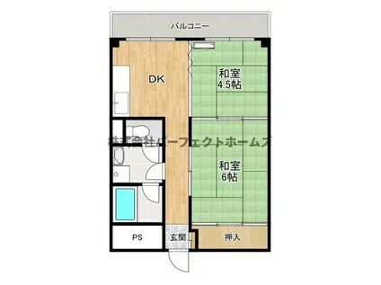 山科ハイツ(2DK/4階)の間取り写真