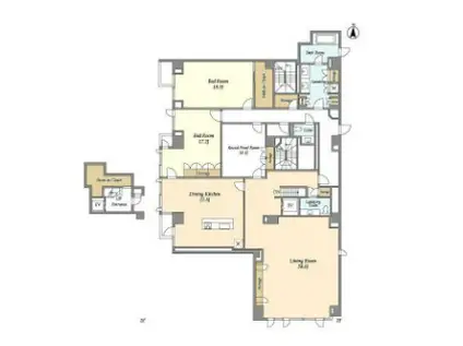 プレステージレジデンス白金長者丸 PRESTIGE RESIDENCE(3SLDK/2階)の間取り写真