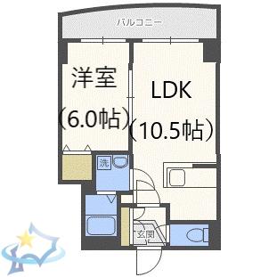 リュミエール北3条(1LDK/9階)の間取り写真