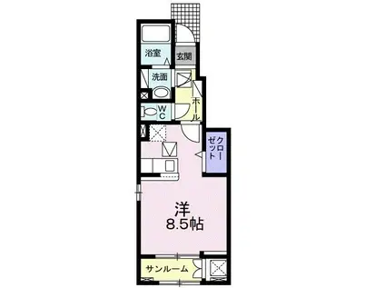 ボニータ(ワンルーム/1階)の間取り写真