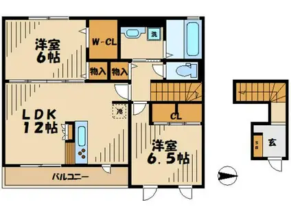 グラシア(2LDK/2階)の間取り写真