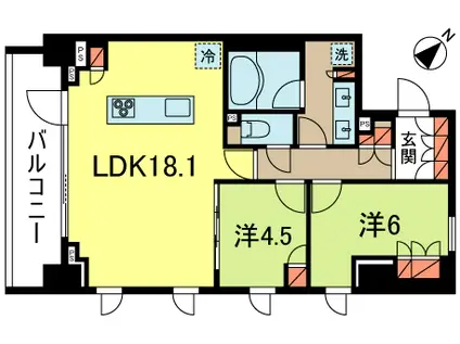 クオリア荻窪プレミアム(2LDK/4階)の間取り写真