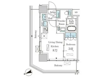 パークアクシス大塚ステーションゲートタワー(1LDK/8階)の間取り写真