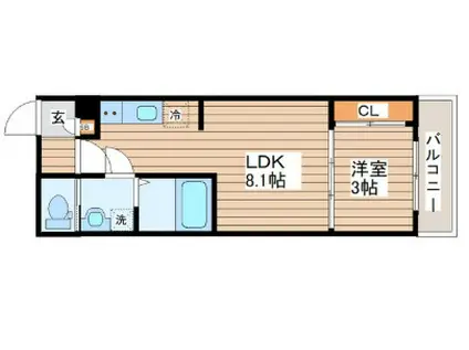 ブラン台原(1LDK/3階)の間取り写真