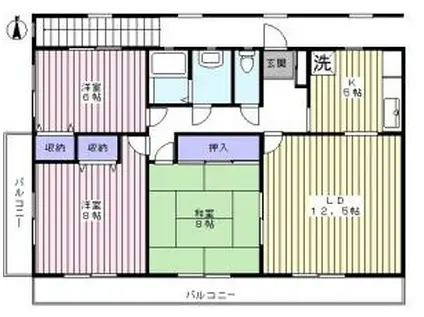 ベルカントビル(3LDK/3階)の間取り写真