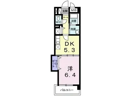 サンセール大利(1DK/1階)の間取り写真