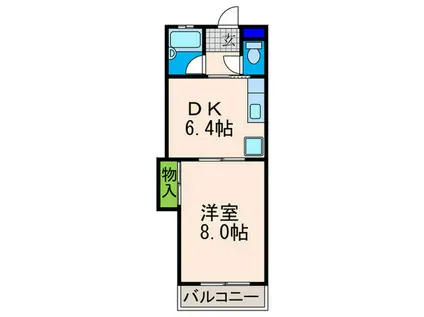 カースルII(1DK/2階)の間取り写真