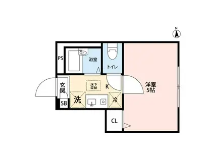 バーミープレイス東伏見(1K/1階)の間取り写真