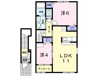 カプリコルノ柚(2LDK/2階)の間取り写真