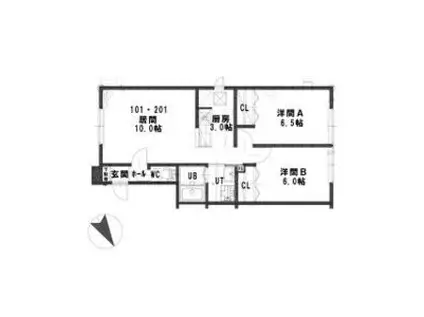 コーポラス 美園(2LDK/1階)の間取り写真