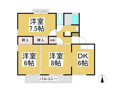 ライブタウン泉B棟(3DK/2階)の間取り写真
