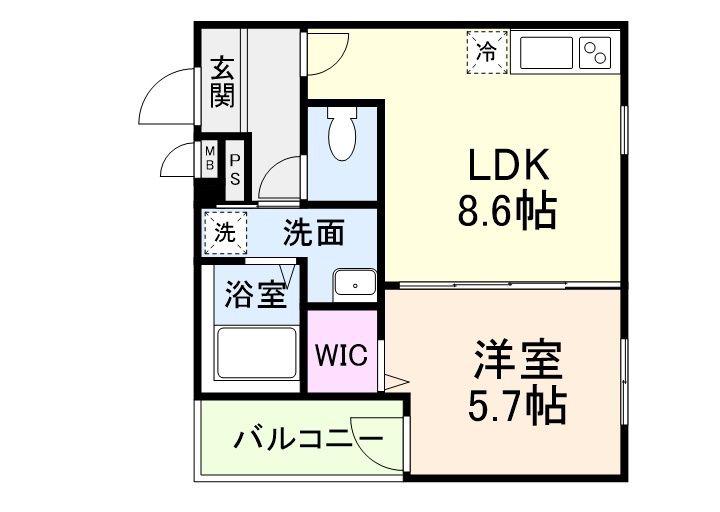 フジパレス住吉遠里小野V番館(1LDK/1階)の間取り写真