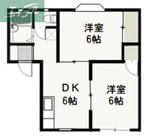 ニューハウンA棟(2DK/1階)の間取り写真