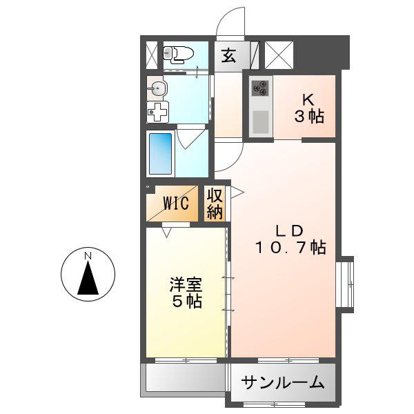 あいさきがけ(1LDK/5階)の間取り写真
