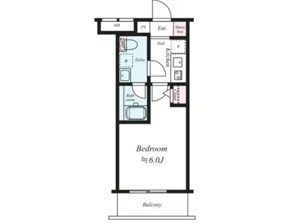 PREMIUM CUBE 中野新橋(1K/2階)の間取り写真