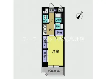 ティアラハイツ栄門(1K/3階)の間取り写真