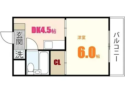 第2山中ビル(1DK/3階)の間取り写真