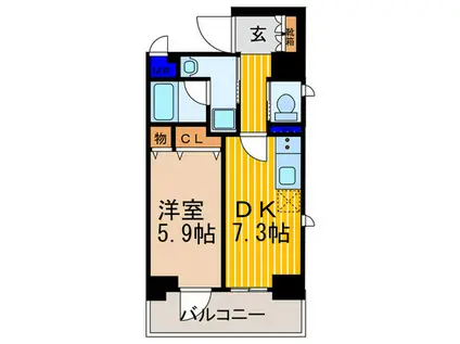 ベラジオ五条堀川III(1DK/4階)の間取り写真
