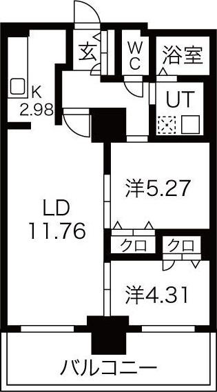 パシフィックタワー札幌(2LDK/4階)の間取り写真