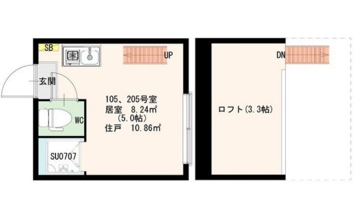 ボア・ソルト高田馬場(ワンルーム/1階)の間取り写真