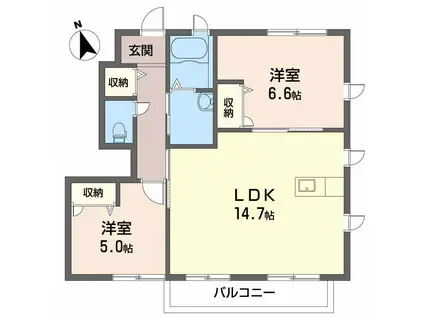 MASTCOURT鳴神(2LDK/1階)の間取り写真