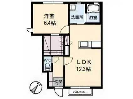 シャルマン ラフォ一レB棟(1LDK/1階)の間取り写真