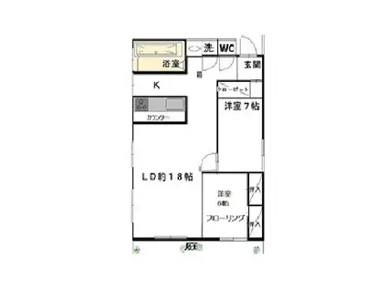 東急池上線 久が原駅 徒歩6分 2階建 築29年(2LDK/1階)の間取り写真