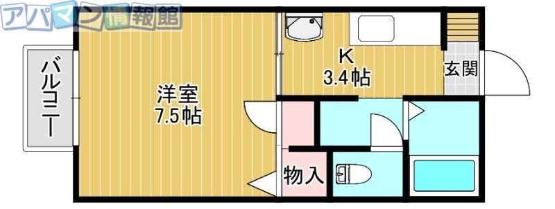 プランドール(1K/1階)の間取り写真