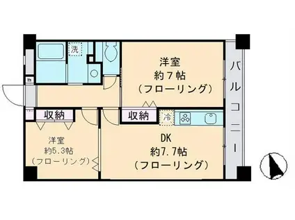 K・S柿生(2DK/4階)の間取り写真