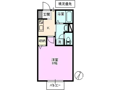 メイプル(1K/2階)の間取り写真