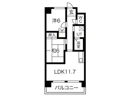 アネックス西町(2LDK/1階)の間取り写真