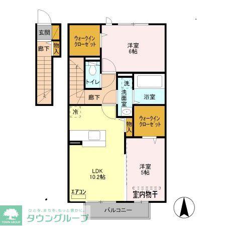プリウス大曽根B(2LDK/2階)の間取り写真