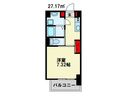 PROSPERER折尾(1K/4階)の間取り写真