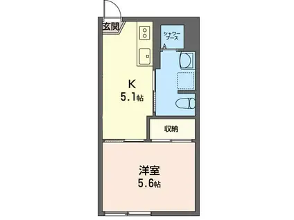 セキスイ八雲(1K/2階)の間取り写真
