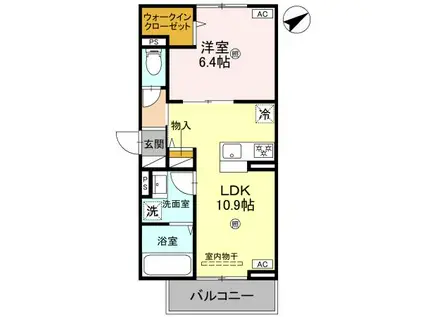 アルタ若竹ビュー(1LDK/2階)の間取り写真