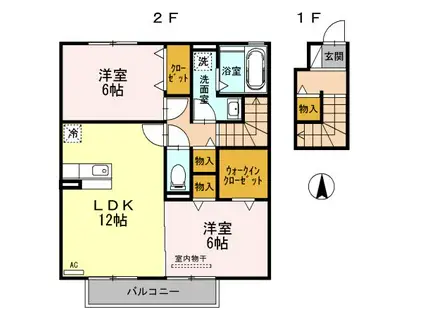 グランソレイユ(2LDK/2階)の間取り写真