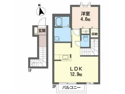 プログレット(1LDK/2階)の間取り写真