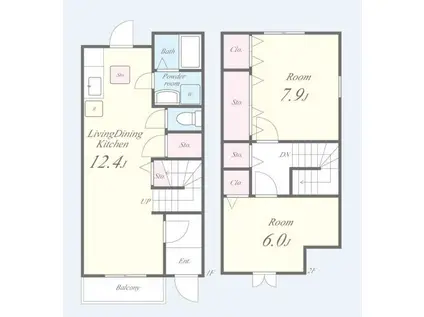 クレベール2番館(2LDK/1階)の間取り写真