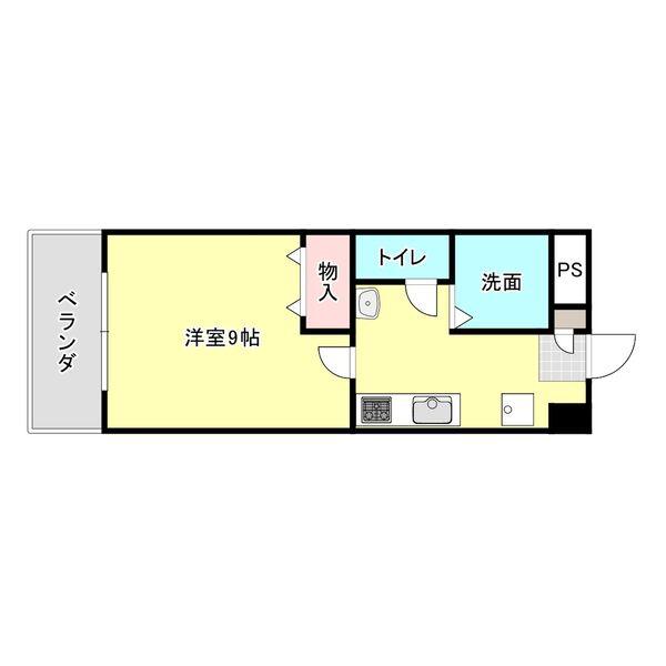 アンソレイエ(1K/1階)の間取り写真
