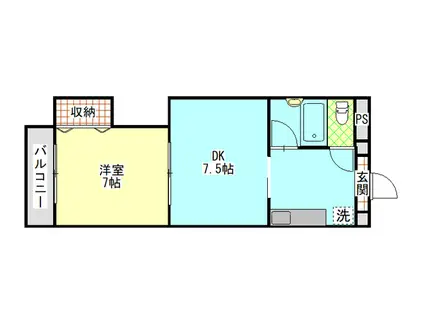 ABCビルみしま(1DK/2階)の間取り写真