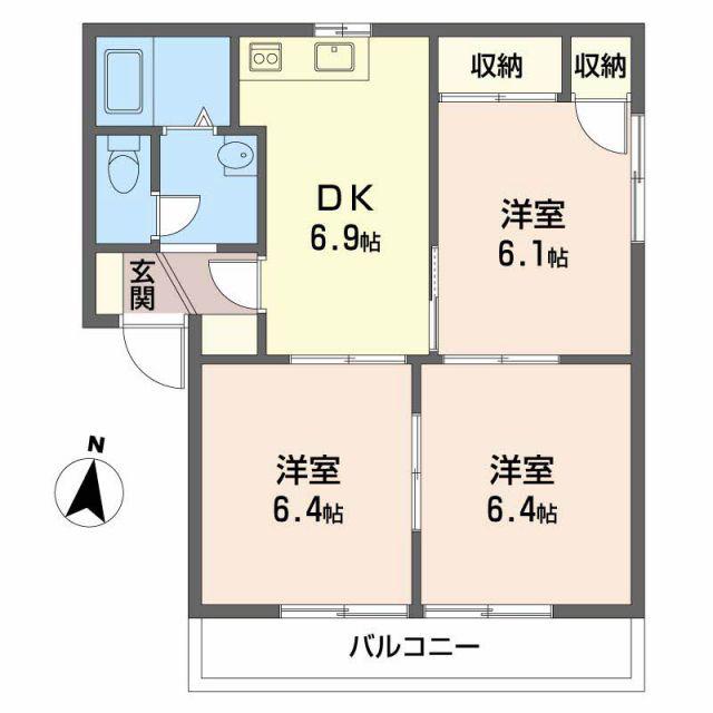エステートK(3DK/1階)の間取り写真