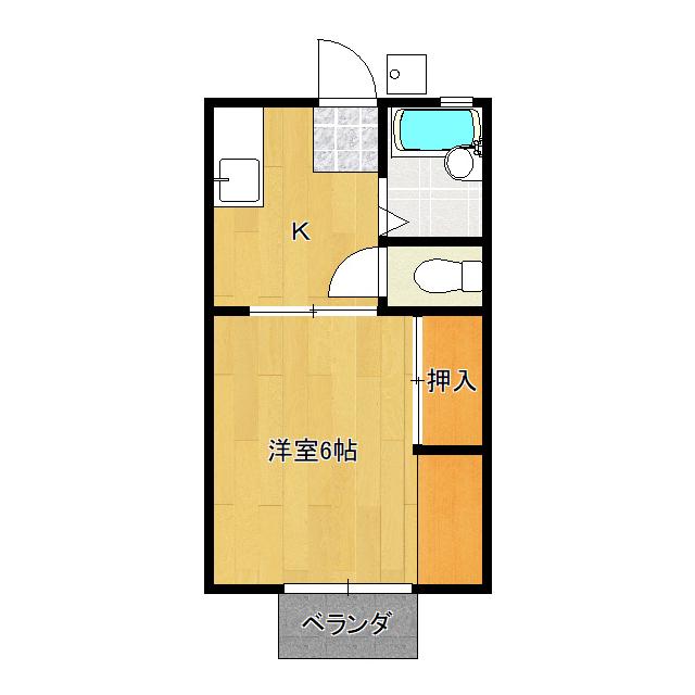 シティホームB(1K/1階)の間取り写真