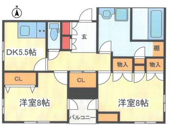 貫井南町5丁目RC造アパート(2DK/2階)の間取り写真