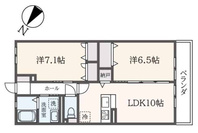 コンフォール横濱I(2LDK/3階)の間取り写真