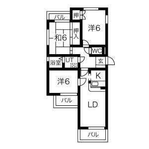 ボゥリーブ庄内(3LDK/1階)の間取り写真