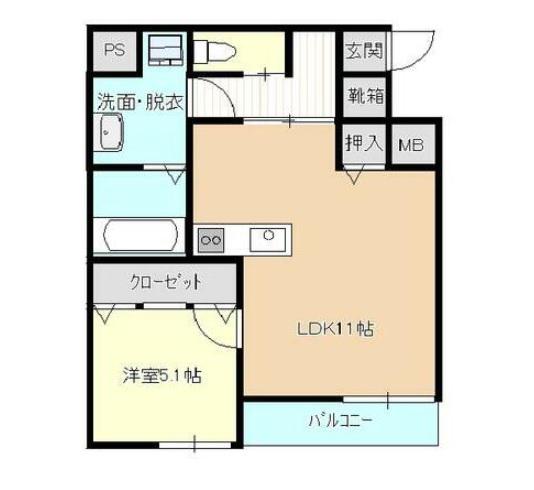 ローズアベニュー(1LDK/2階)の間取り写真