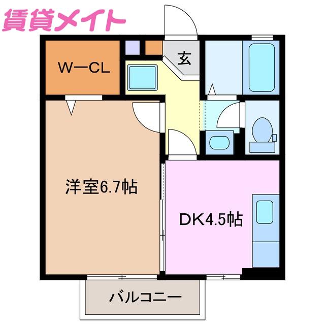ルナ・ソーレ(1DK/2階)の間取り写真