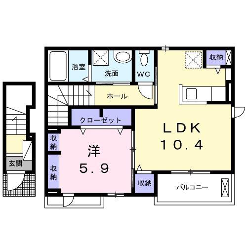 カトレアIII(1LDK/2階)の間取り写真