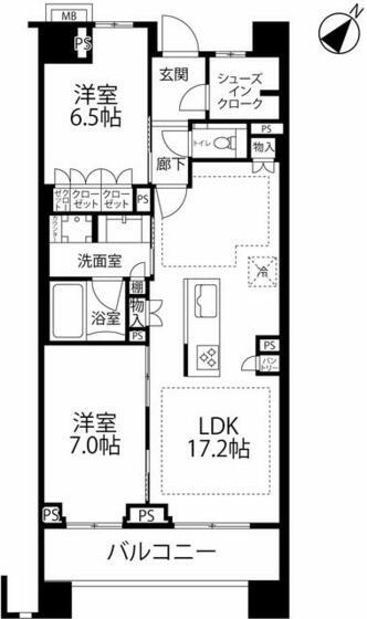 BRANZ中央林間(2LDK/6階)の間取り写真